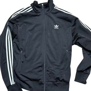 Adidas Track Jacket Black White Stripes‎ Full Zip Logo Athletic Unisex Size L